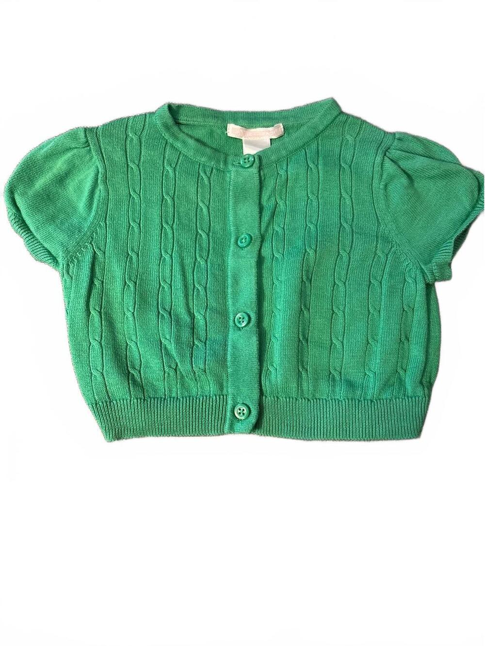 Janie and Jack toddler girl green short sleeve cardigan- 2t